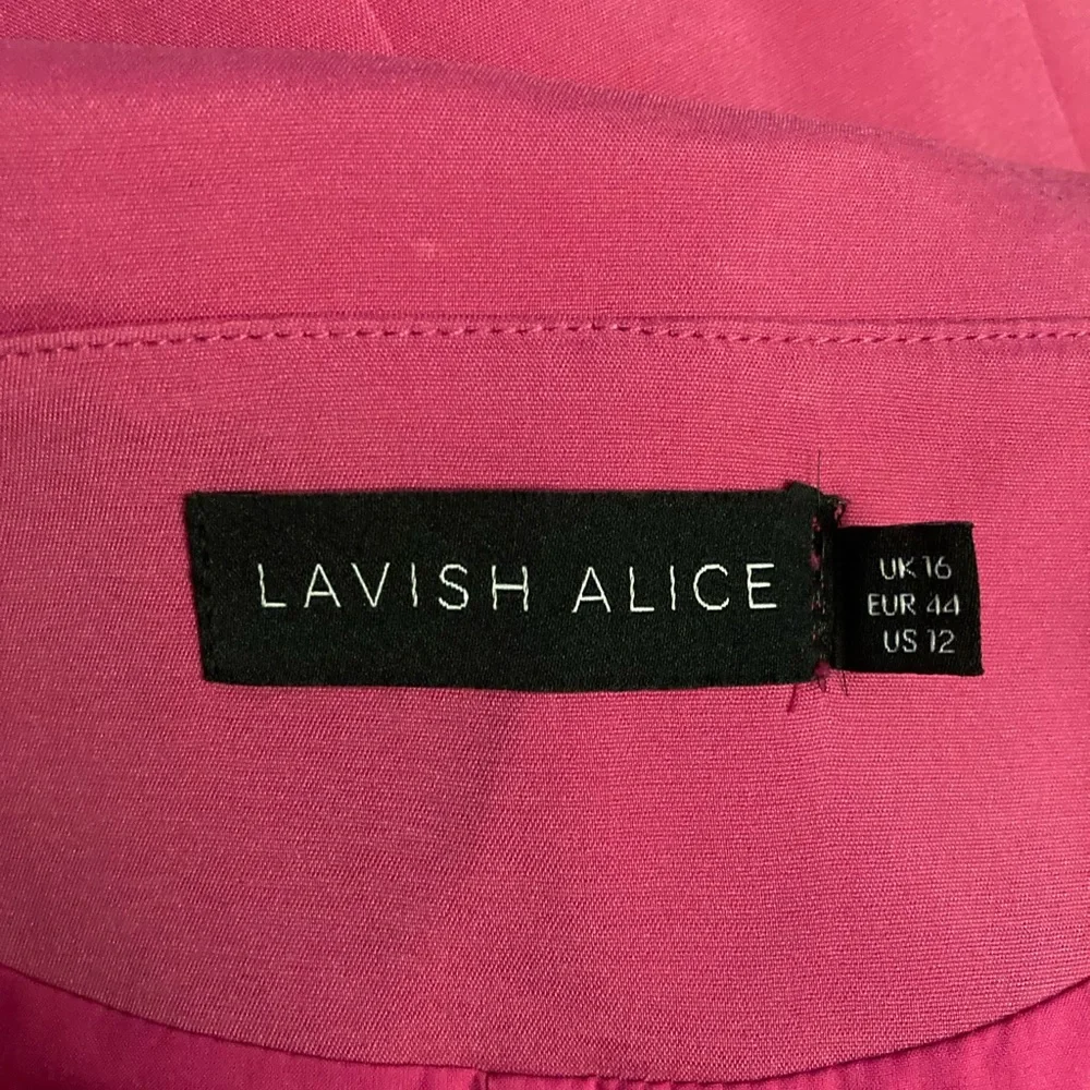 Lavish Alice Pink Fuchsia Double Breasted Button Ruffle Lapel Jacket Blazer - Picture 5 of 5